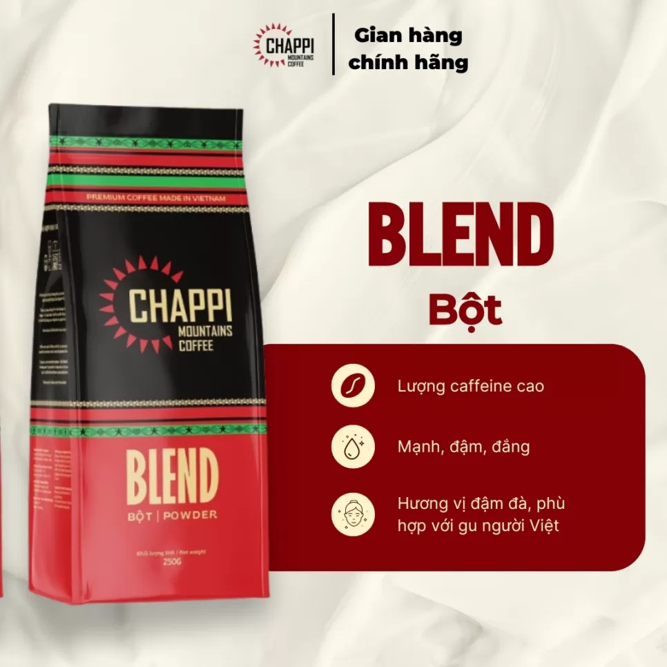 CÀ PHÊ BỘT BLEND HÒA QUYỆN (vị pha trộn đậm đắng và thơm của Robusta và Arabica)